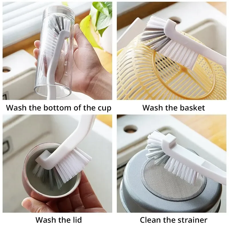 Waschbeckenbürste im japanischen Stil, Reinigungstassenbürste mit langem Griff, Ellenbogen-Design, Schwanzloch, Wandbehang, Fugenreinigungszubehör
