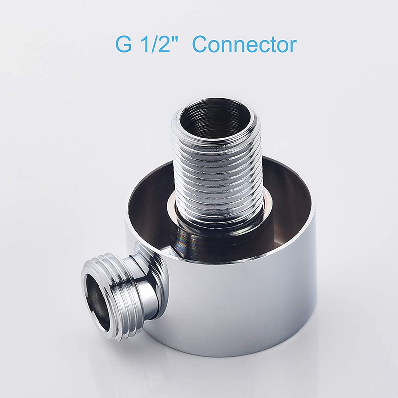 Wall Supply Elbow,Brass Round Wall Mount Shower Hose Connector Accessories G1/2Inch Water Outlet for Shower-Black