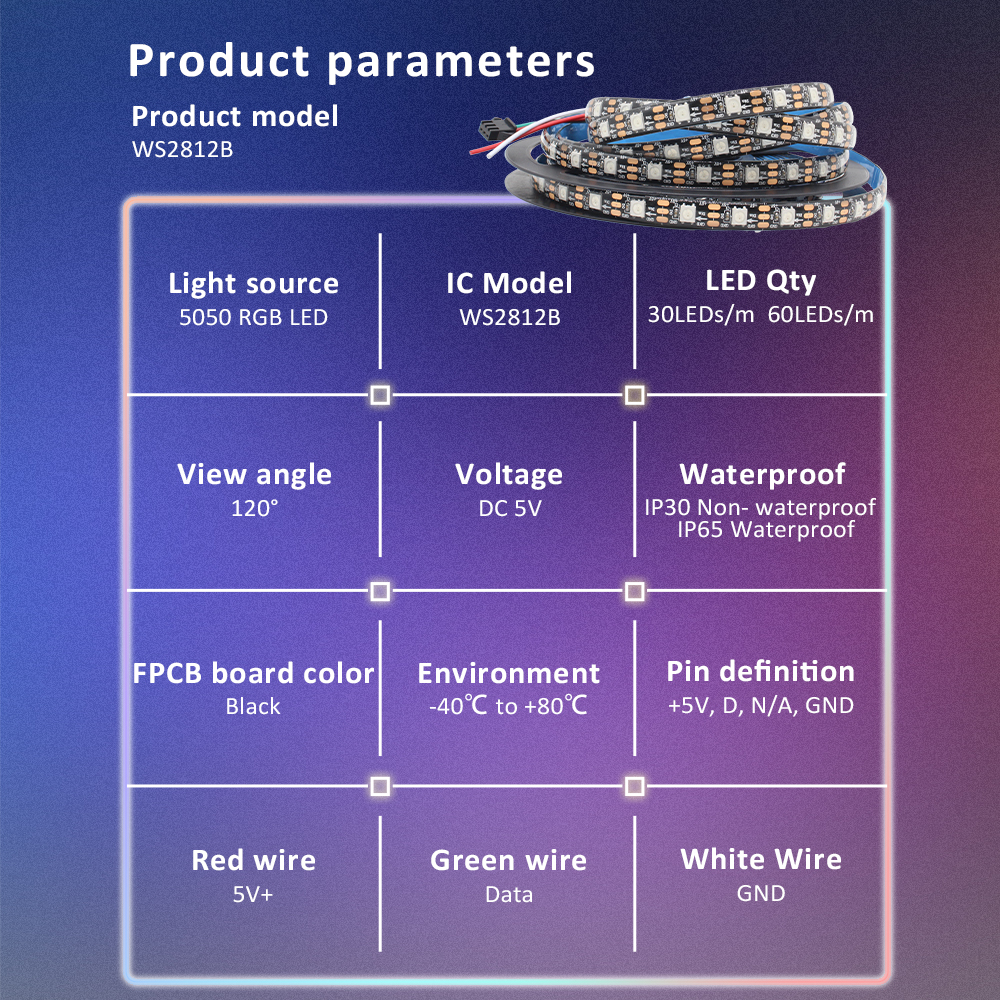5050 RGB LED ストリップアドレス可能 DC 5V 3pin WS2812B IC 60 LEDs/M 30LEDs/M IP30 IP65 ランプ防水ライトテープチップ LED 5M デジタル
