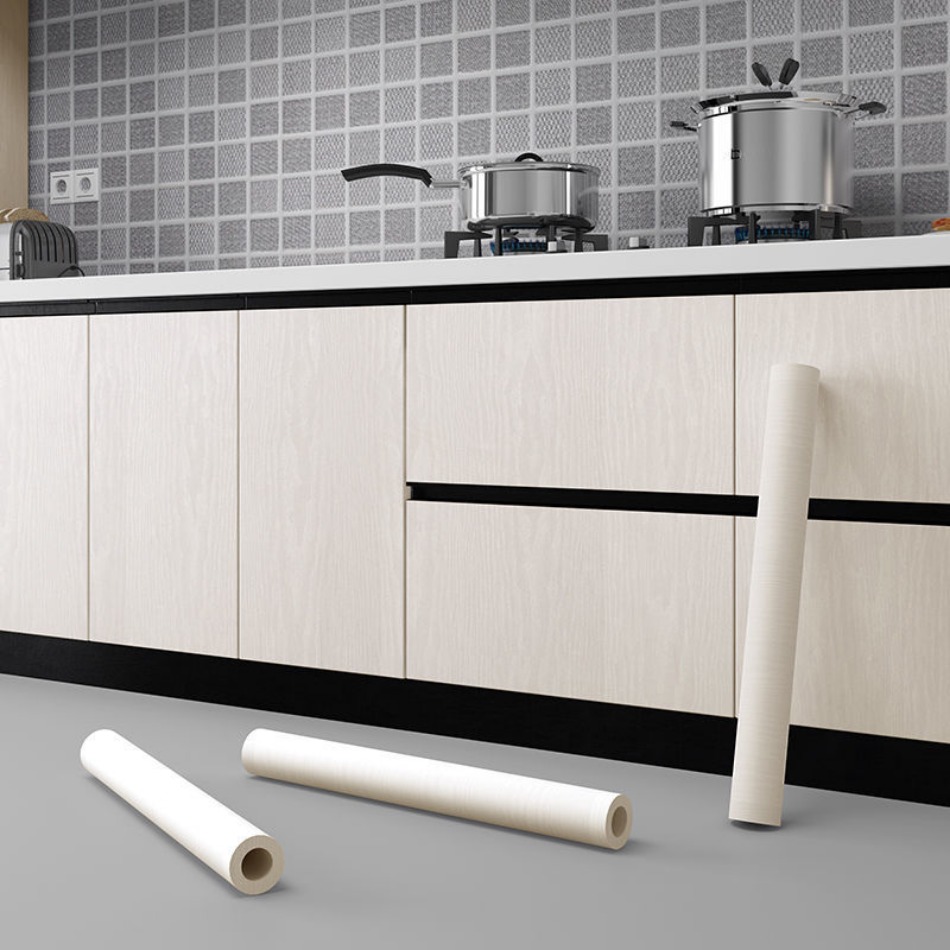 Muebles キッチンキャビネット戸棚耐油自己粘着木製 PVC 家具ステッカールームインテリア防水厚い壁ステッカー