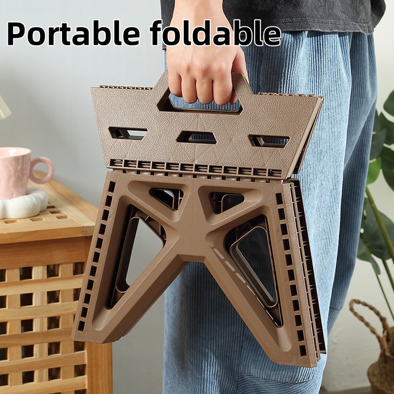 Portable Folding Chair Handheld Plastic Outdoor Camping Chair High Load Bearing Durable Folding Step Stool for Kids or Adults