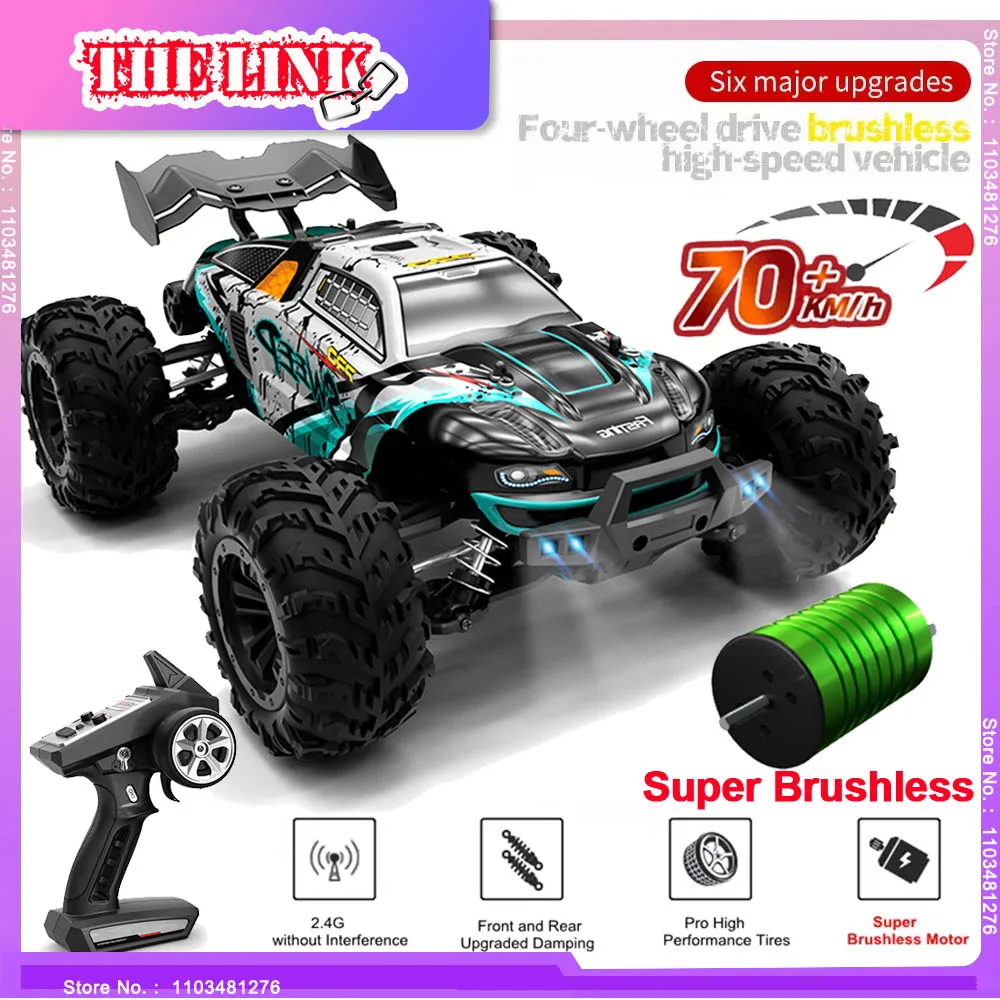 1:16 4WD RC Cars 70 กม./ชม.มอเตอร์ไร้แปรง RC รถบรรทุกมอนสเตอร์ 2.4g ของเล่นรีโมทคอนโทรลความเร็วสูง Off-road รถแข่งงานอดิเรกของขวัญ