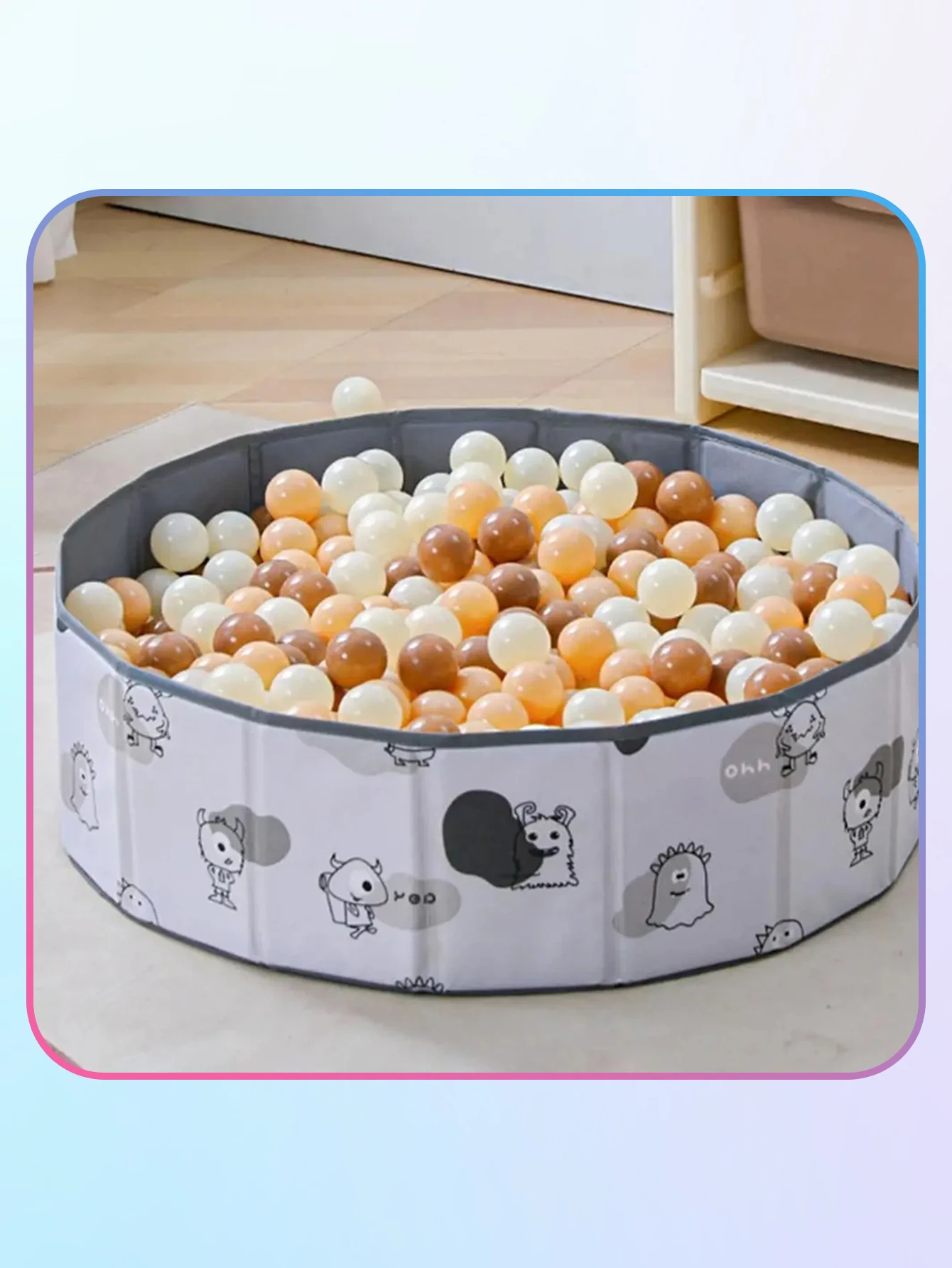 5.5CM 100 pezzi palline morbide palline di plastica a prova di schiacciamento con sacchetto a rete riutilizzabile per bambini caffè beige crema marrone colori misti