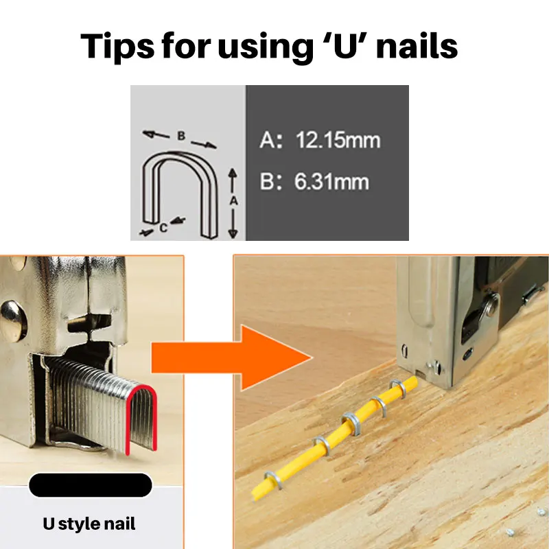 3 in 1 cucitrice pistola sparachiodi graffetta strumento per mobili resistenti per legno acciaio inossidabile metallo carpenteria strumento manuale per casa/fai da te