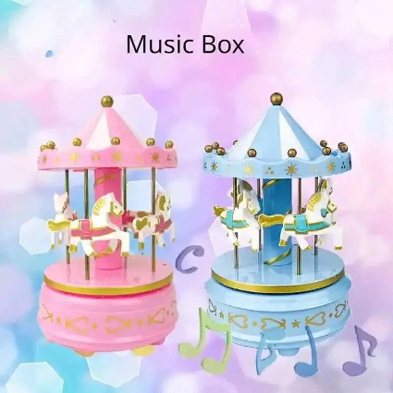 Carousel Music Box Cake Decorative Ornament Baby Birthday Gift Toys Desktop Decorative Ornament