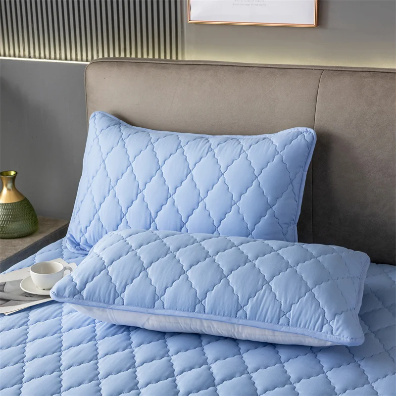 Fronha impermeável acolchoada de algodão escovado - conjunto de peça única / 2 peças capa de almofada macia e respirável para cama do quarto