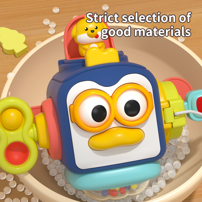 Cube d'activité Montessori pour bébé, jouet mignon PenEcolHand attraper une balle, enfants, exercice de motricité fine, coordination œil-main