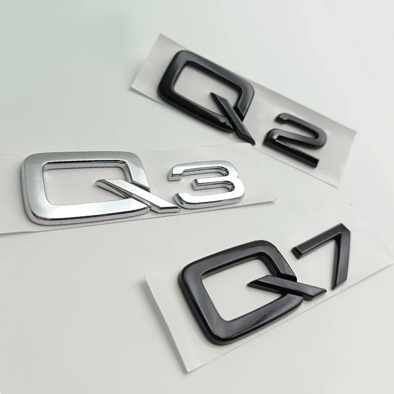 3d ABS กาว Chrome สีดํารถด้านหลังจํานวนตัวอักษรสติกเกอร์สําหรับ Q2 Q3 Q5 Q7 Q8 โลโก้ป้ายป้ายอุปกรณ์เสริม