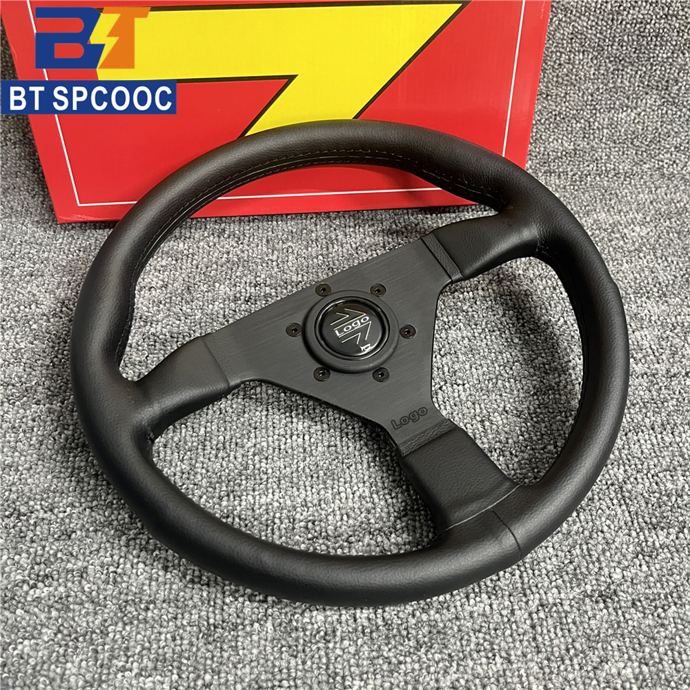 イタリアスタイル v2 12.5 インチ 13 インチ 320 ミリメートル本革車のステアリングホイール JDM レーシングスポーツドリフトステアリングホイールロゴ