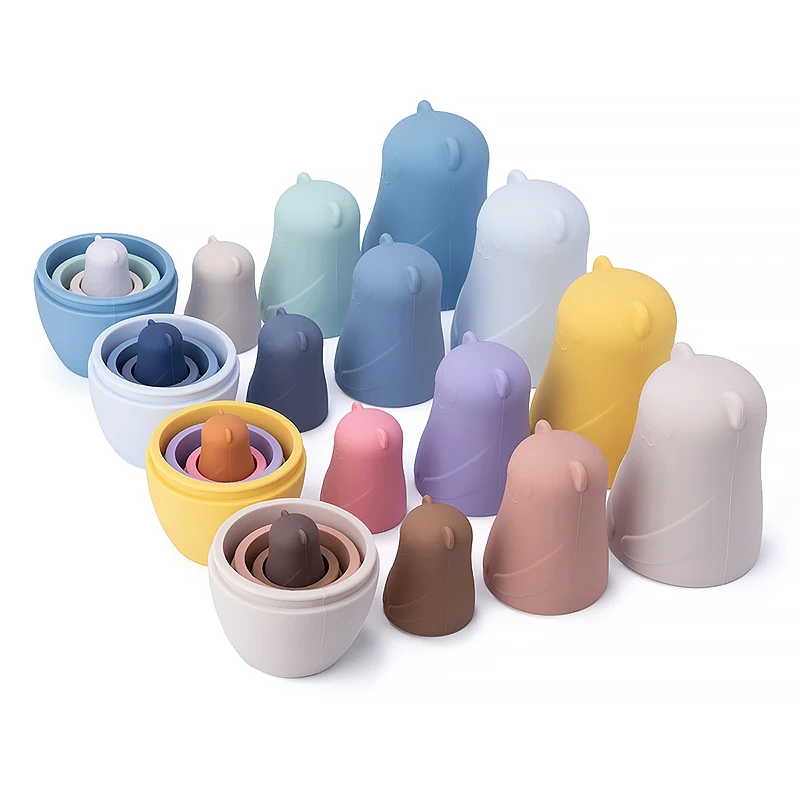 1setMontessori ตุ๊กตาทํารังของเล่นรัสเซีย Matryoshka ตุ๊กตาของเล่นเพื่อการศึกษาเด็กซิลิโคนซ้อนบล็อกตุ๊กตาภายในตุ๊กตา