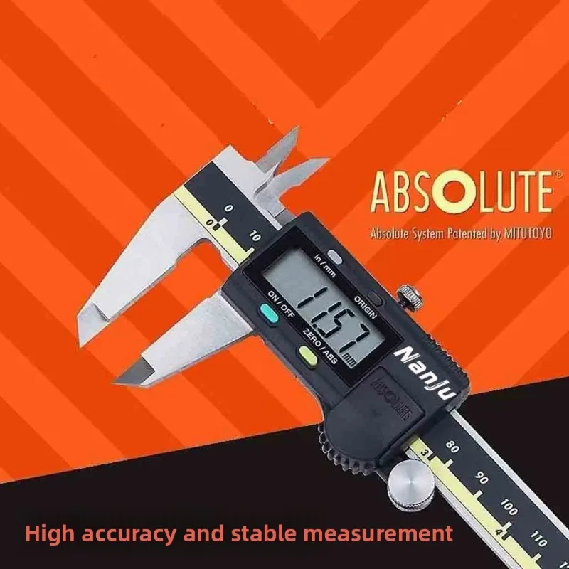 NanJu Vernier Caliper LCD Digital 0,01mm Acero inoxidable de alta precisión resistente al desgaste herramienta de medición de 150/200/300mm