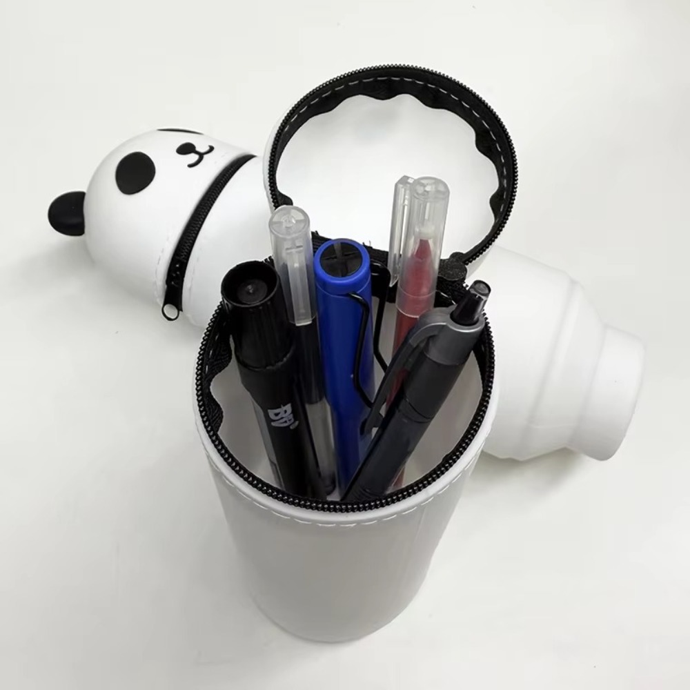 Высококачественный мультяшный пенал, силиконовый чехол для ручек в форме животного, складной с застежкой-молнией, сумка для хранения канцелярских принадлежностей