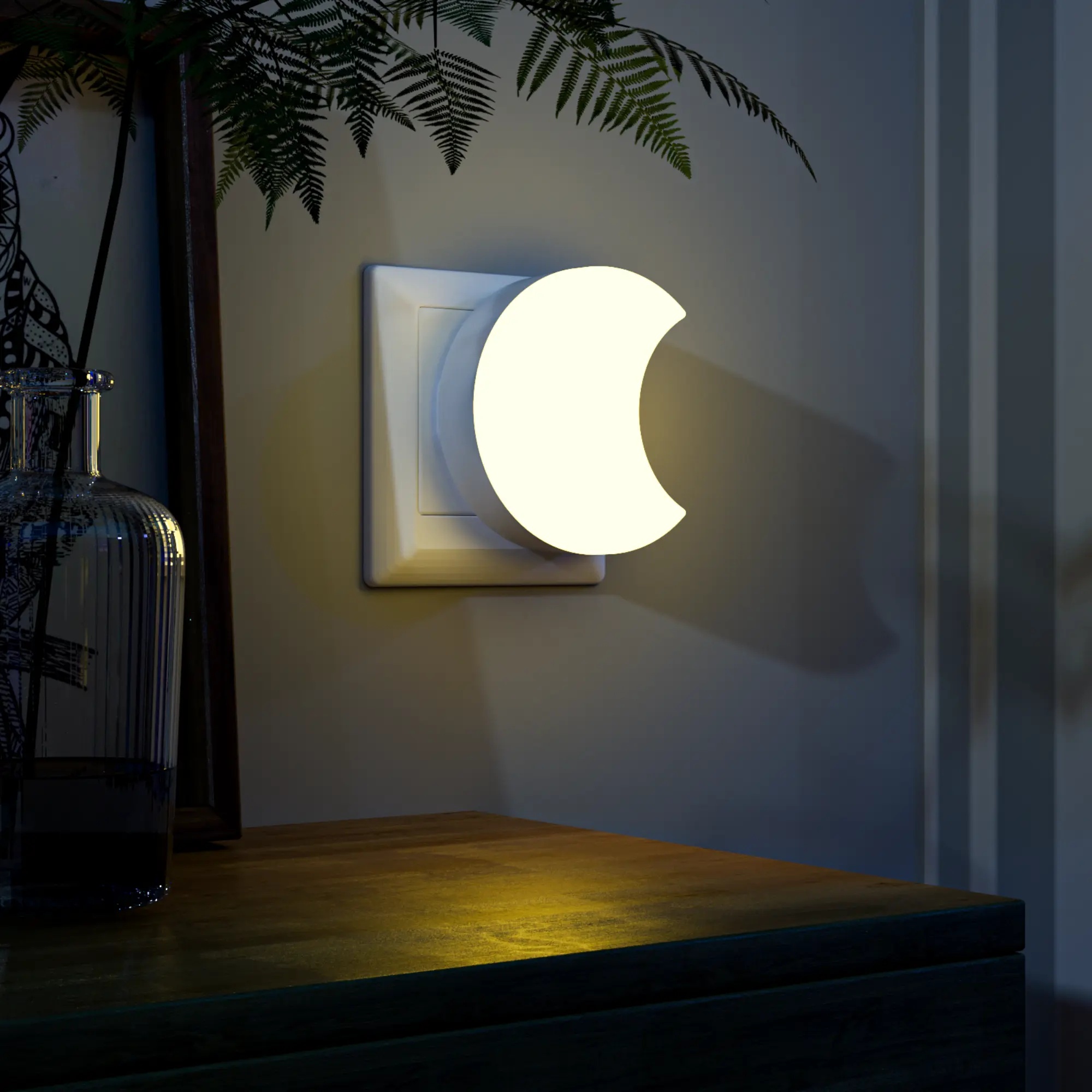 Ночные огни в форме луны, светодиодный датчик света, ночные огни, автоматическое включение/выключение для детей, спальня, лестница, прихожая, ночные лампы для изголовья кровати