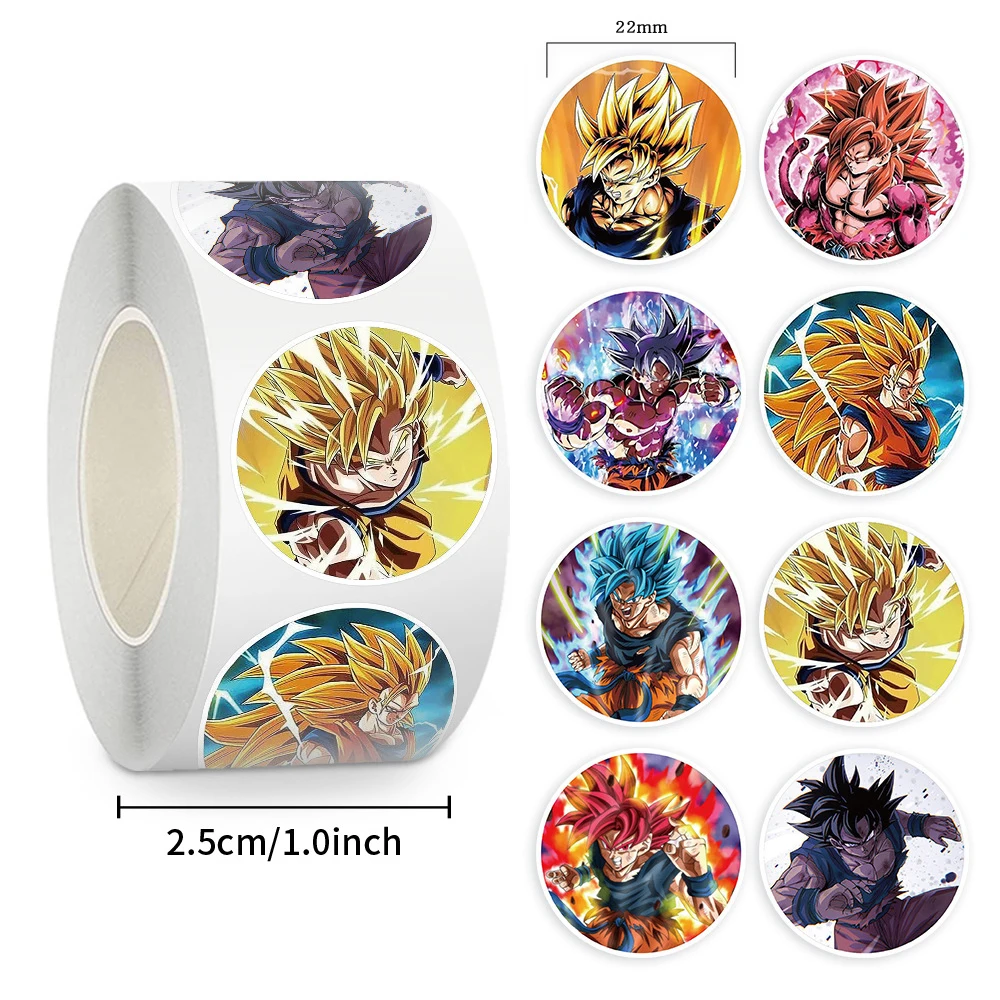 500 pçs anime dragon ball adesivos de vedação guko bonito dos desenhos animados anime adesivos redondos diy decoração álbum diário etiqueta graffiti adesivo
