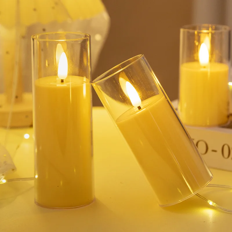 1/3/9Pcs Led Flammenlose Elektrische Kerzen Lampe Acryl Glas Batterie Flackern Gefälschte Teelicht Kerze Groß für hochzeit Weihnachten
