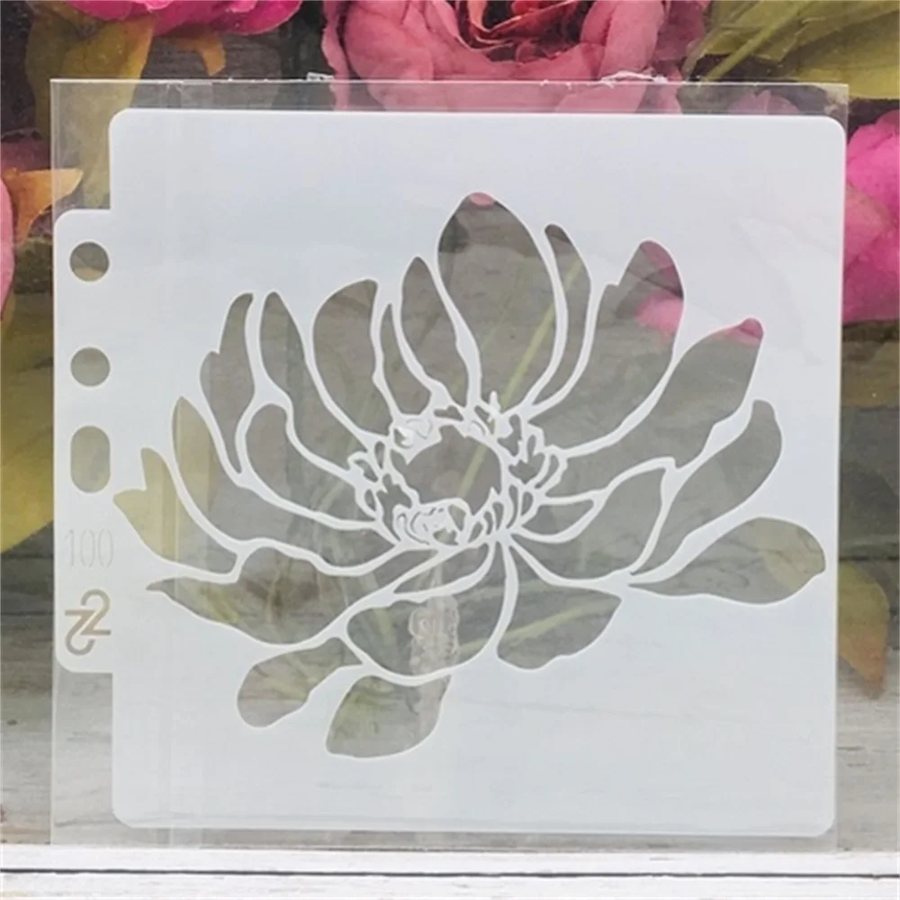 Plantillas de capas DIY de flores grandes, 14x13cm, pintura de pared, álbum de recortes para colorear, álbum de relieve, plantilla de tarjeta decorativa