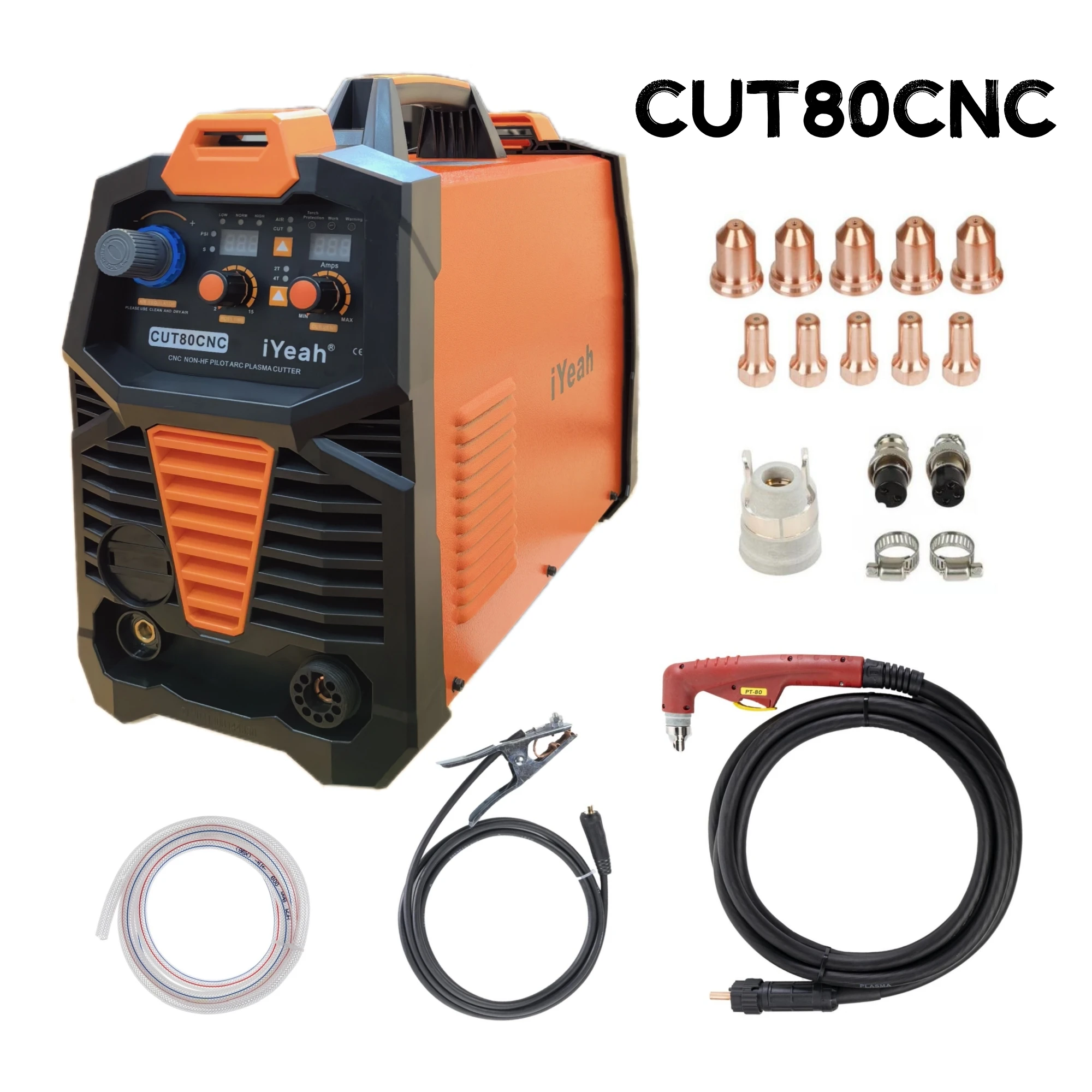CNC Non-HF Pilot Arc CUT80 CNC iYeah Máquina de corte de plasma 220V / 380v 80A máquina Con antorcha de corte de pelo recto PT80 / PTM80, se puede cortar fácilmente 35 mm