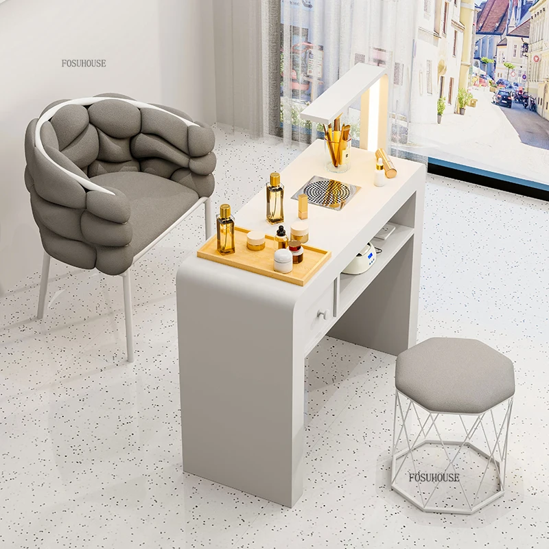 Modern Professional Manicure Table with Vacuum Cleaner Single Double Light Luxury Nail Table Commercial Manicure Tables