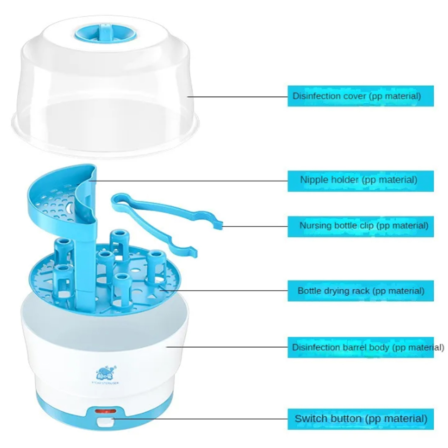 Esterilizador de mamadeira de bebê, Easy One Button Control, Elétrico, Livre de BPA, Esterilizadores para mamadeiras, Chupetas