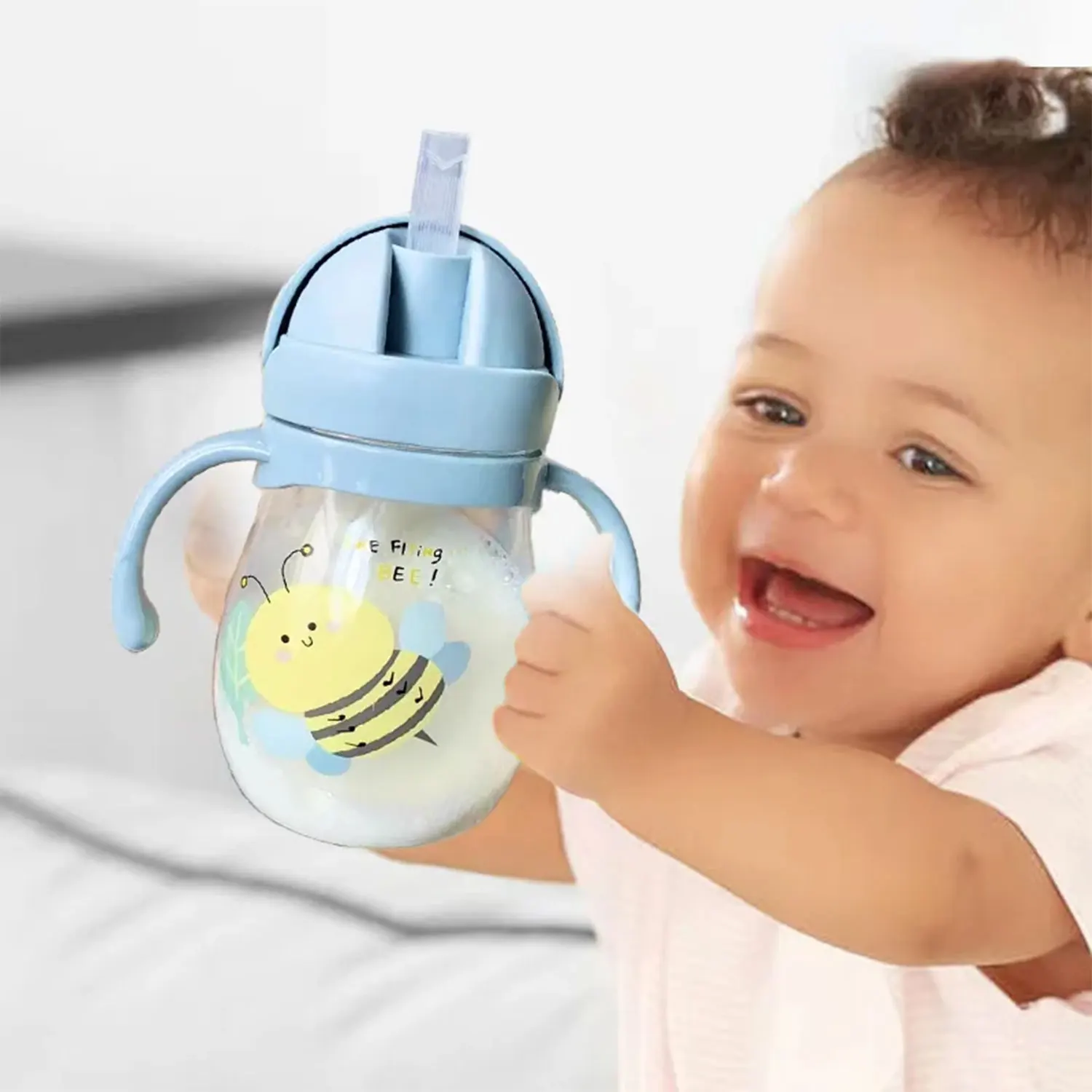 350/250ml เด็กฟางน่ารัก Anti-choking เด็กอนุบาลแรงโน้มถ่วงถ้วยน้ําเป็ด sippy ถ้วยเด็กดื่มขวด