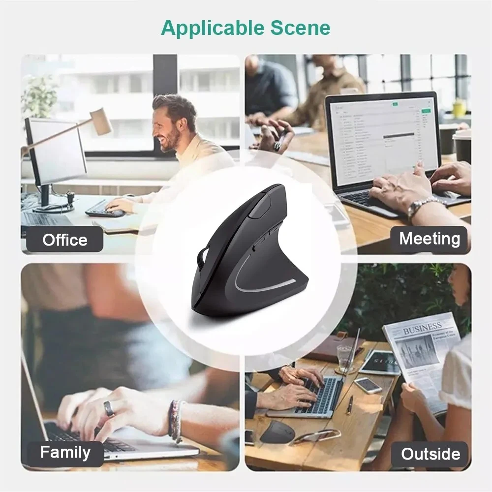 Souris Verticale Ergonomique Sans Fil, 2.4GHz, 3 Réglables, Ug I 800/1200/1600, 6 lèvent pour Ordinateur Portable, PC de Bureau
