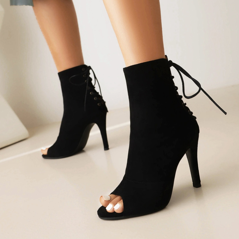 2023 neue Mode Frauen Schwarz High Heels Weibliche Schuhe Ballsaal Wildleder Sohle Anpassbare Sexy Stilettos Booties
