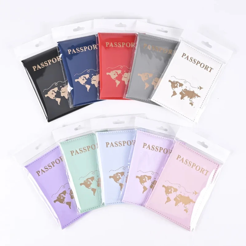 New Simple Fashion Passport Cover World Thin Slim Travel Passport Holder Wallet Gift PU Leather Card Case Cover Unisex