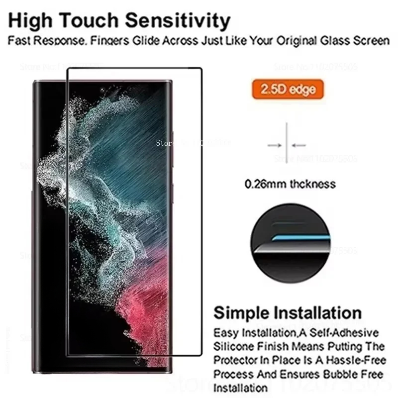 3Pcs Curved Tempered Glass For Samsung Galaxy S25 S23 S21 S24 Ultra S20 Plus Screen Protector For Samsung Note 9 10 20 S10 S9