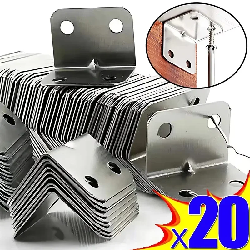 20pcs 앵글 보드 테이블, 의자, 캐비닛, 옷장, 고정 커넥터, 90도 앵글 철판 브래킷