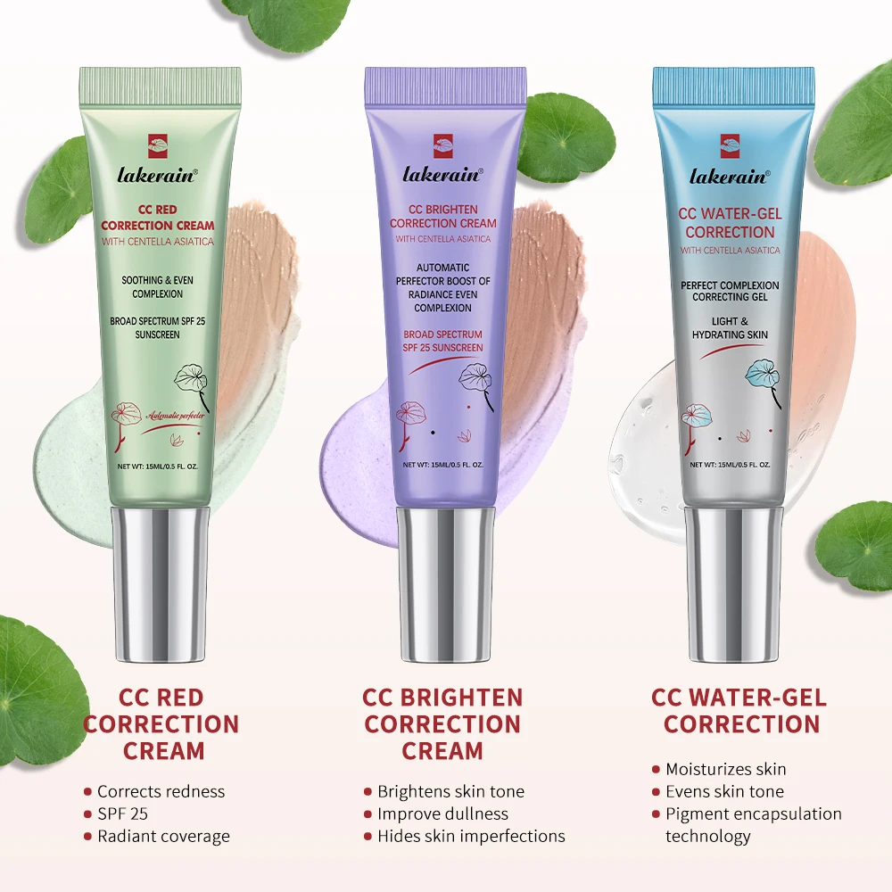 3pcs CC ครีมเปลี่ยนสี Liquid Foundation Centella เกาหลี High Coverage Foundation Foundation ครีมสําหรับ Face Base แต่งหน้า