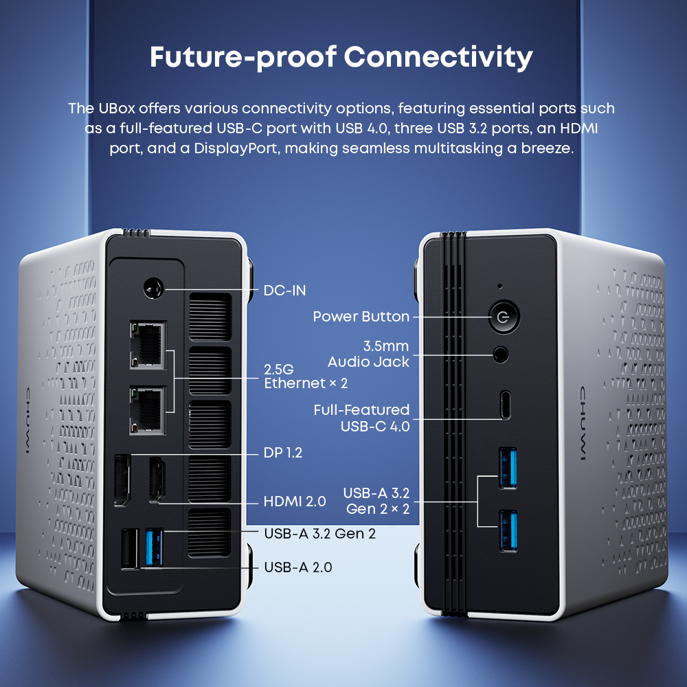 CHUWI UBox Mini PC AMD R5 6600H 6-ядерный 12-поточный компьютер 16 ГБ DDR5 512 ГБ PCIe 4.0 SSD WiFi 6 BT5.2 Мини-ПК Настольный компьютер