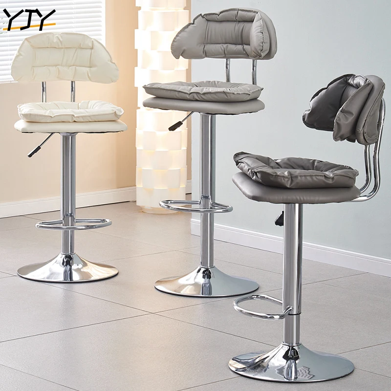 Bar Chair Modern Simple High Chair Rotating Front Desk Cash Register Lift Home Dining Chair Backrest High Stool JBJJ-13
