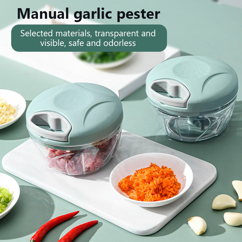 500ML Home Garlic Press Manual Mincer Garlic Crusher Garlic Paste Grinder Meat Mincer Multi-Function Baby Food Processor Blender