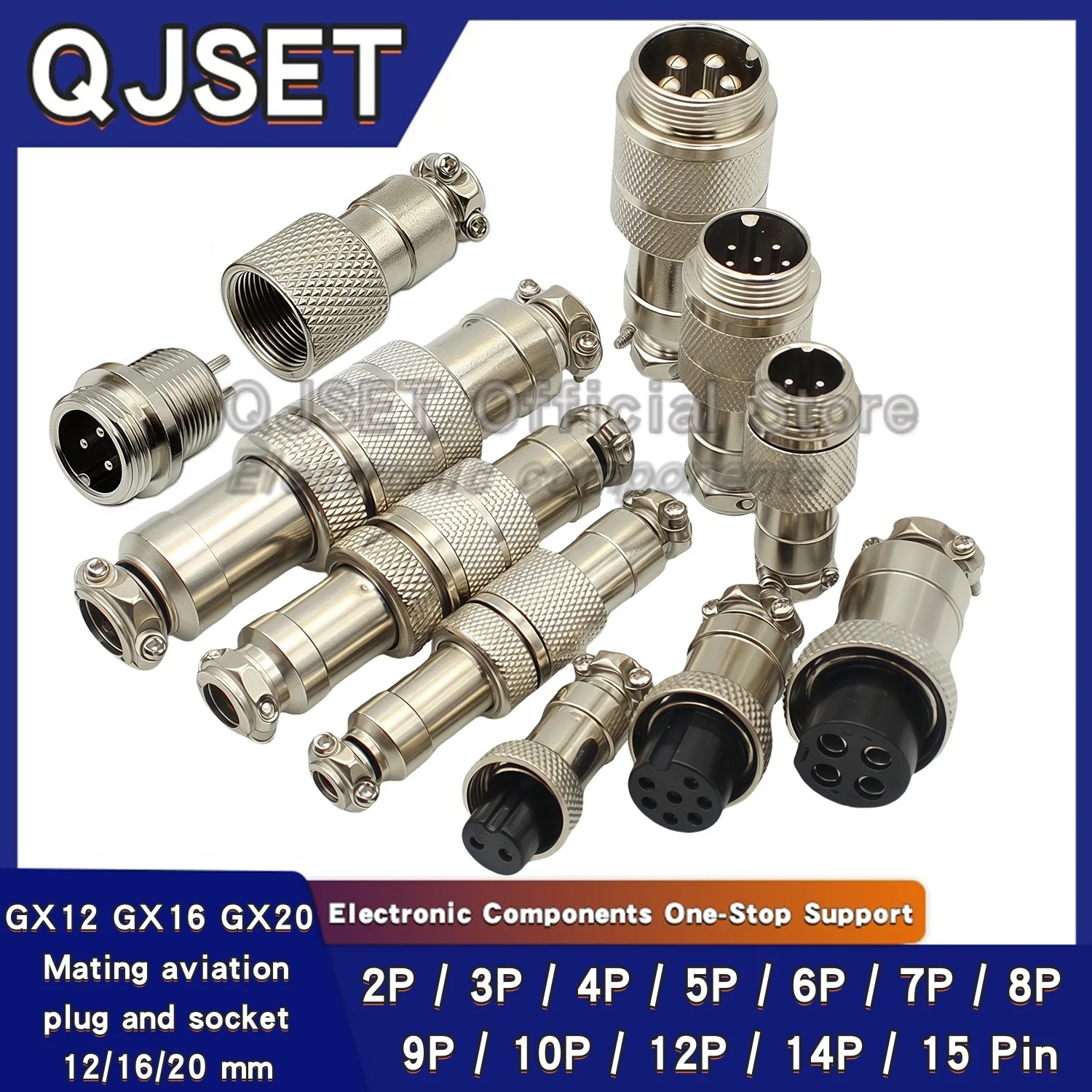 1 set 2-pin/3/4/5/6/7/8/9/10/12/14/15Pins GX12 GX16 GX20 Aviation Plug Aviation Socket Butt Joint Male Female Docking Connectors
