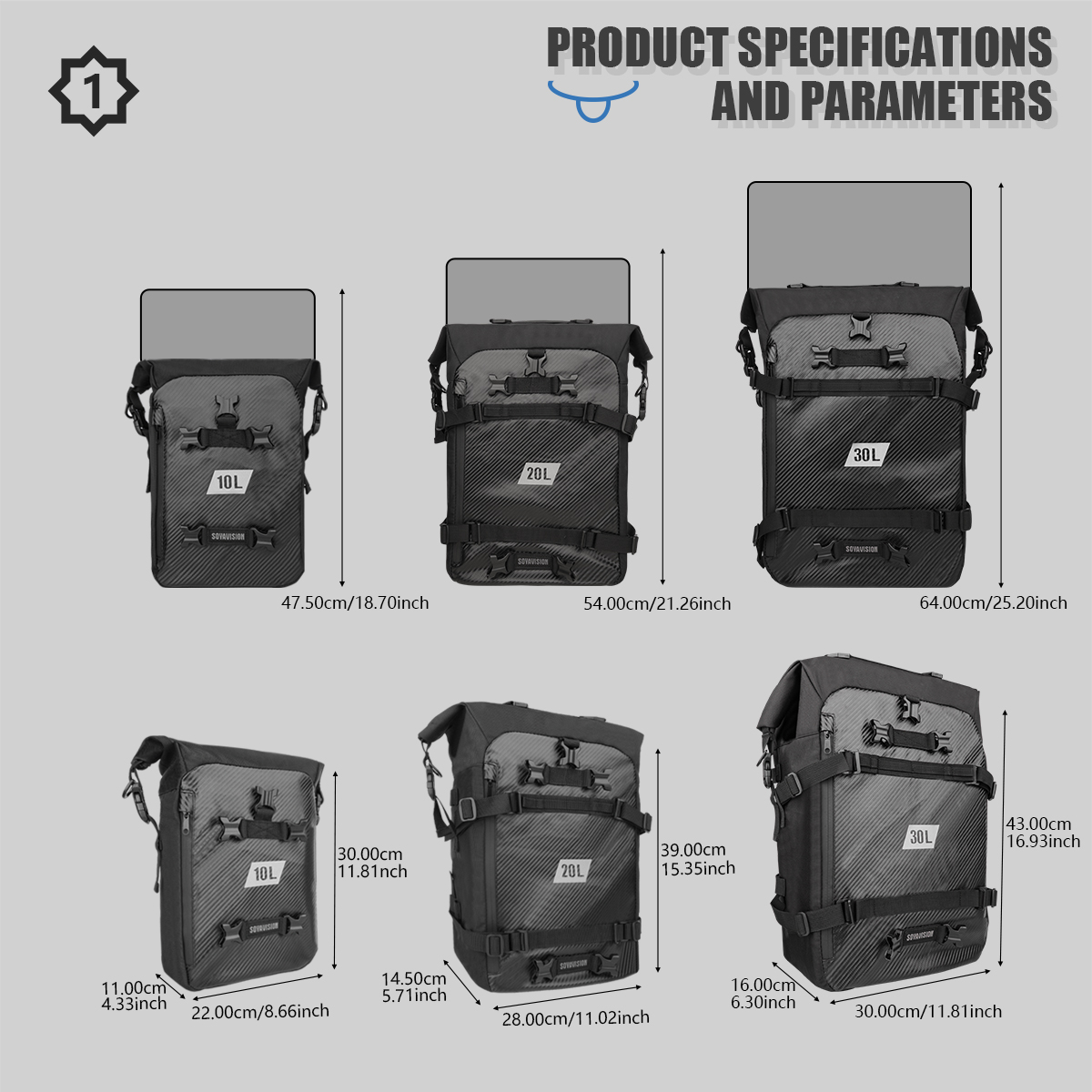 Motorcycle Back Seat Bag 10/20/30L Waterproof Multifunctional Saddle Side Luggage Bag cycling backpack Universal Saddle bag