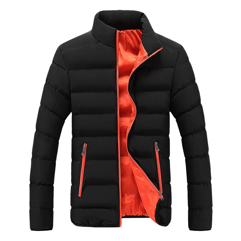 Chaqueta cálida negra para hombre, chaqueta acolchada de algodón, deportes informales, Otoño Invierno, cuello levantado, abrigo Parker grueso y cálido Jac, novedad de 2024