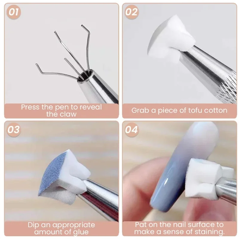 50 szt. Gąbki gradientowe zdobienie paznokci stempel narzędzia do polerowania żelowego Gradient kolorów pędzel brokat w proszku do akcesoria do Manicure