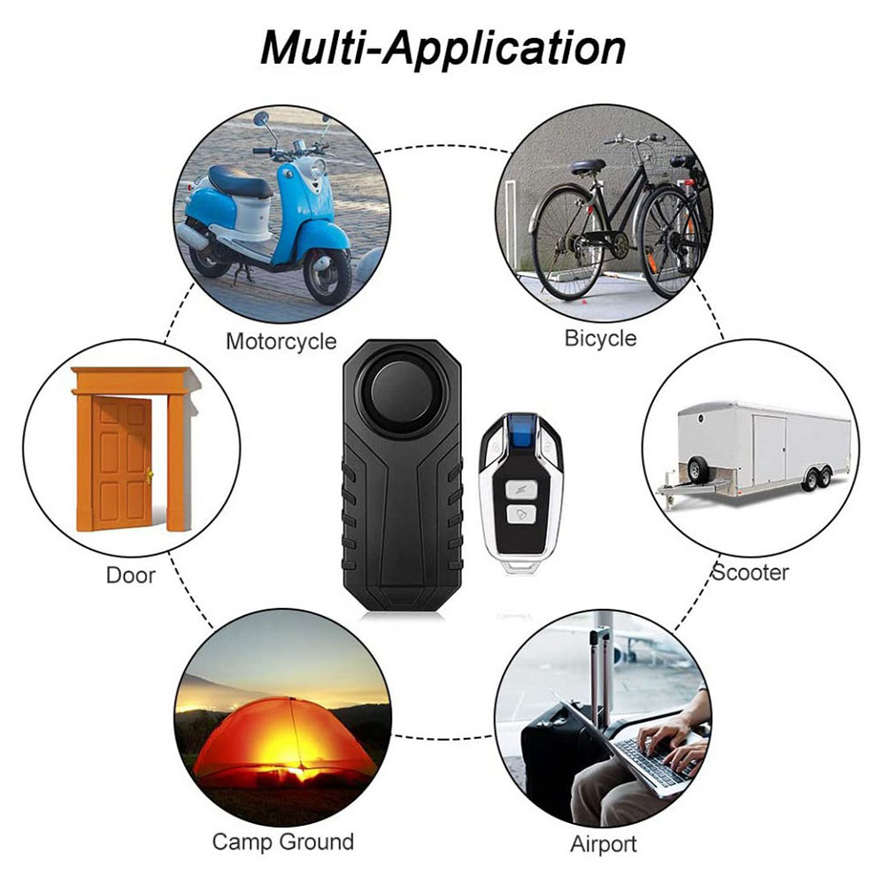 Extractme Wireless Motorcycle Vibration Alarm IP55 Waterproof Bicycle Alarm Remote Control Anti-theft Bike Detector Alarm System