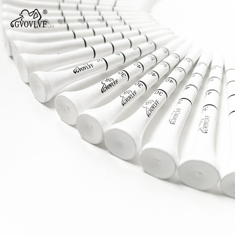 50 ชิ้นไม้ไผ่ Golf องศา Scale Tees 83 มม.ลดแรงเสียดทานด้านข้าง Spin Golf Tees สีขาวและสีดําปรับความลึก