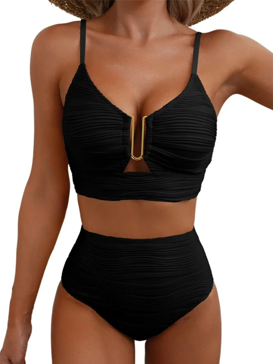 U-wire Bikinis 2025 femmes taille haute maillots de bain solide maillot de bain femme maillots de bain été baigneurs maillot de bain XXL