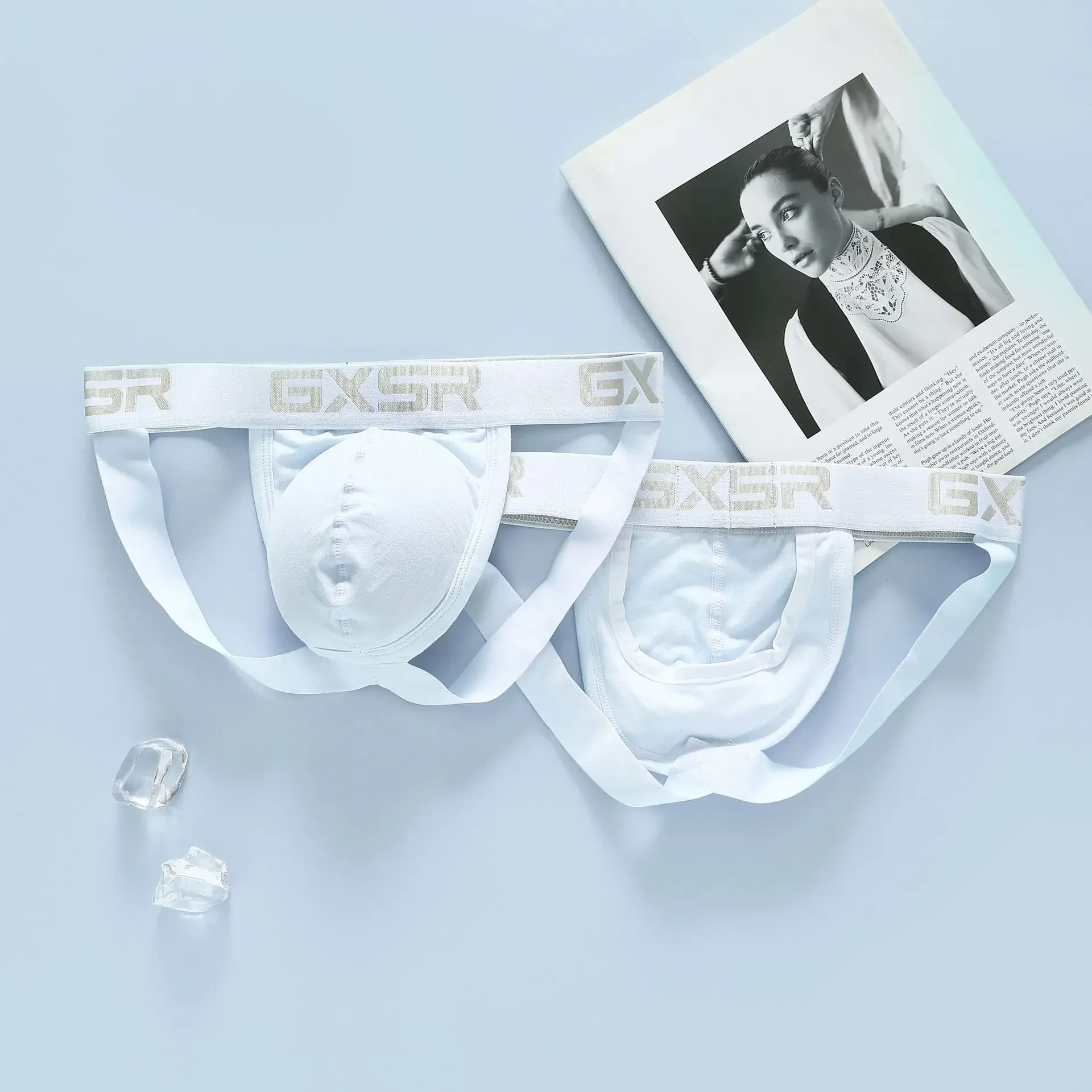 ใหม่กางเกงผ้าฝ้ายผู้ชาย GXSR Low RISE,เซ็กซี่,Breathable,สบาย,สีทึบ Basic Men's Double Chong กางเกง