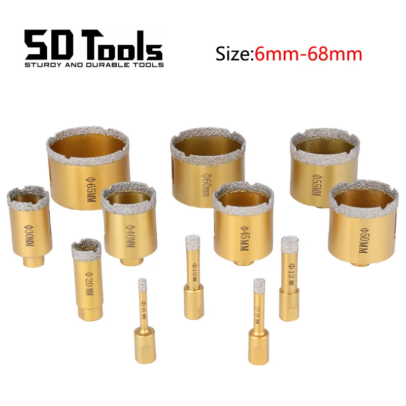 M10 Chỉ Hút Chân Không Chia Lửa Bằng Đồng Nguyên Khô Kim Cương Lõi Khoan Khoan Gạch Men Lỗ Cưa Đá Cẩm Thạch Đông Ninh Tiết Độ Sứ Gạch Bộ Mũi Khoan dụng Cụ