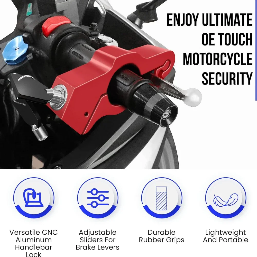 1pc Motorcycle Handlebar Lock Handlebar Brake Handle Solid Lock Imitating Steal Lock Pull Rod ATV Dirt Street Bikes Anti Theft