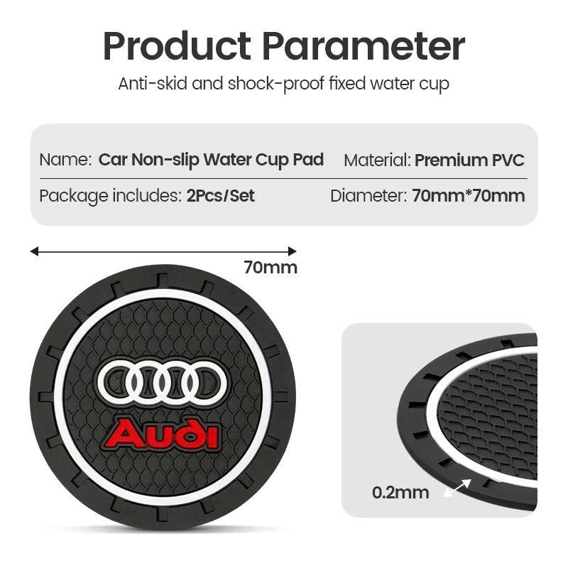 Posavasos de silicona para coche, alfombrilla con ranura para taza de agua, almohadilla antideslizante para audi S Line A1 A3 A4 A6 A7 Q3 Q5 Q7 RS3 RS4 RS5 S3 S4 S5 S7, 2 uds.