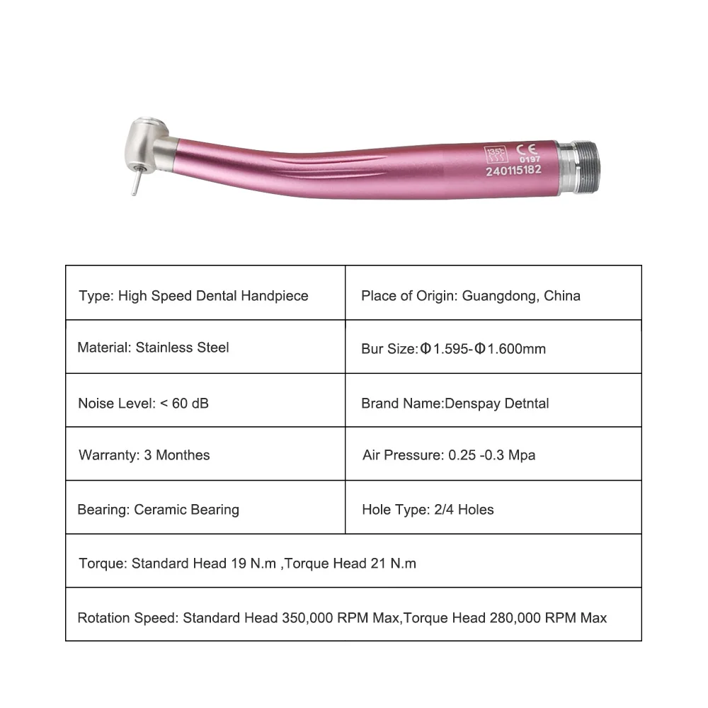 2/4 หลุมที่มีสีสันมาตรฐานหัว PUSH ปุ่มทันตกรรม Handpiece ความเร็วสูงเดี่ยวสเปรย์น้ํา Air Turbine ทันตกรรมเครื่องมือ