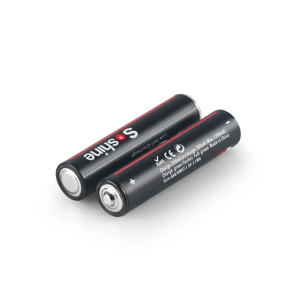 Soshine Aaa 1.5V 1100mWh Lithium Batteries USB Li-ion AAA Rechargeable Battery with 4-in-1 USB Cable for Flashlight Camera Toys
