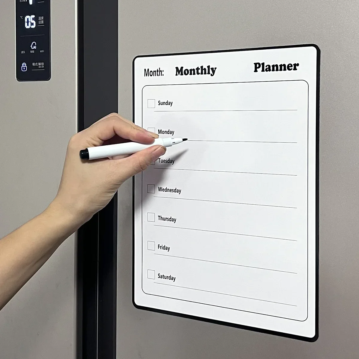 ตู้เย็นแม่เหล็กแห้งลบปฏิทินรายเดือนไวท์บอร์ดบันทึกข้อความ MeMO Pad ปฏิทินผนังอุปกรณ์
