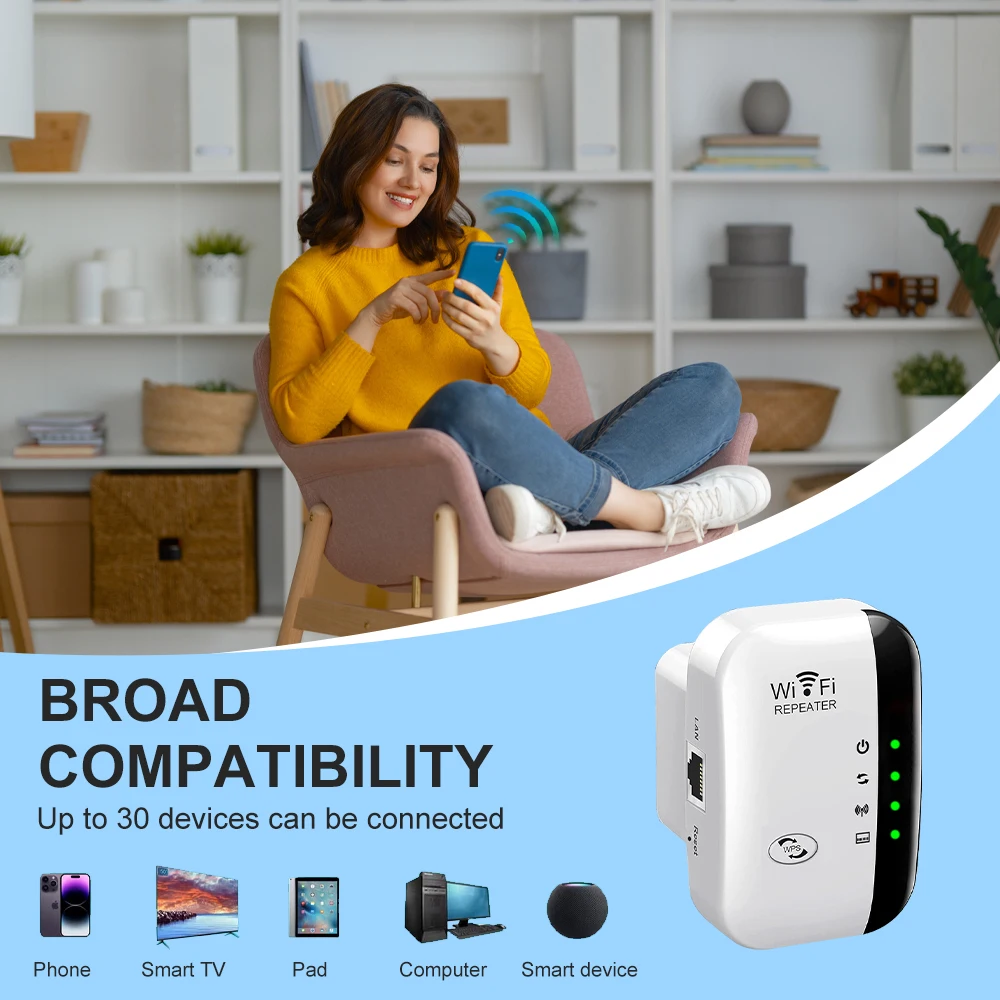Magecam 300 Mbps draadloze WiFi-repeater WiFi Range Extender Draadloos 4 statuslicht Internet Repeater Lange afstandsversterker