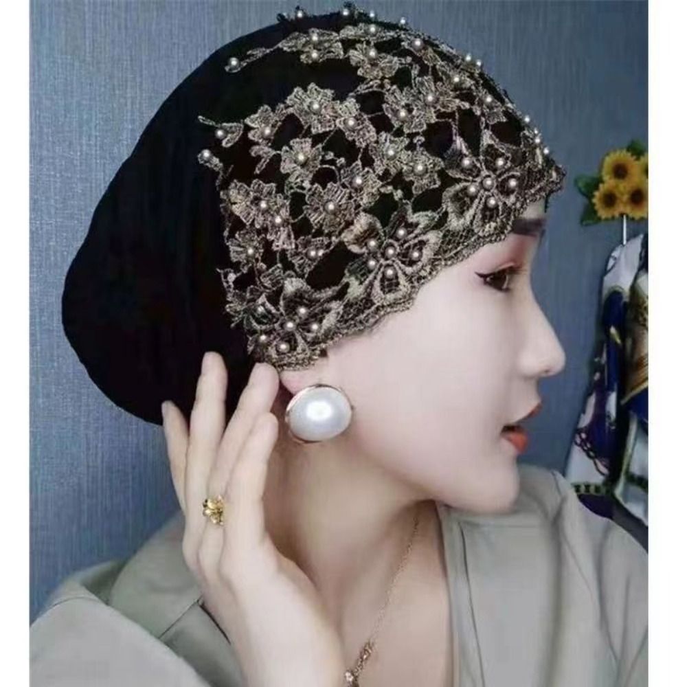 Nylon Turban Hat Women's Hijabs Embroidery 7 Colors India Caps Musliman Turban Women