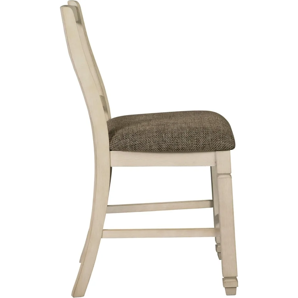 Signature Design by Ashley Bolanburg 24" Counter Height Farmhouse Barstool, 2 Count, Antique White